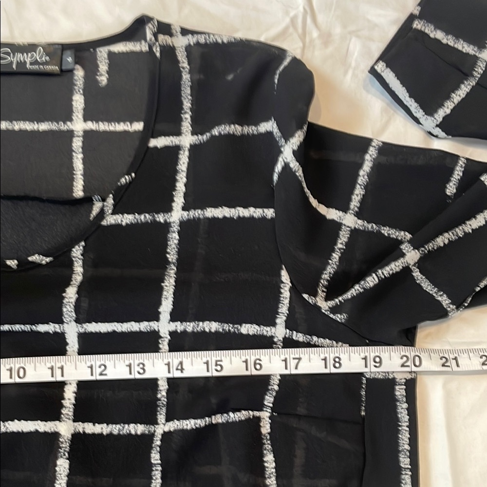 SYMPLI Stylish Black and White Checkered Tunic - Picture 3 of 7